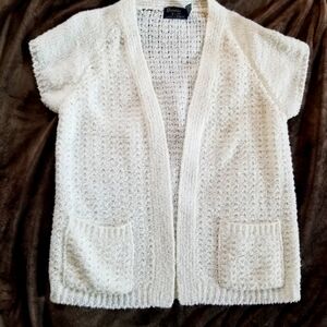 Vintage Bonnie Lee white grandma knit cardigan 70s